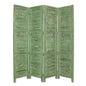 84" Green Rustic Wood Folding Four Panel Screen Room Divider