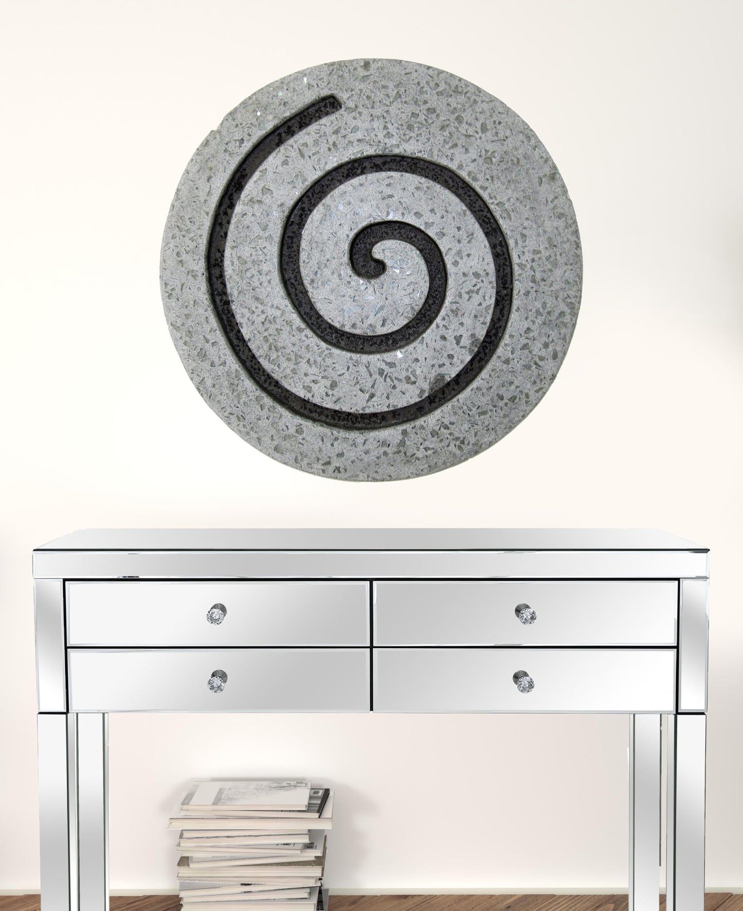 28" X 28" X 2" Gray Round Modern Spiral Wall Art