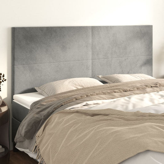 Headboards 4 pcs Light Gray 35.4"x2"x30.7"/34.6" Velvet