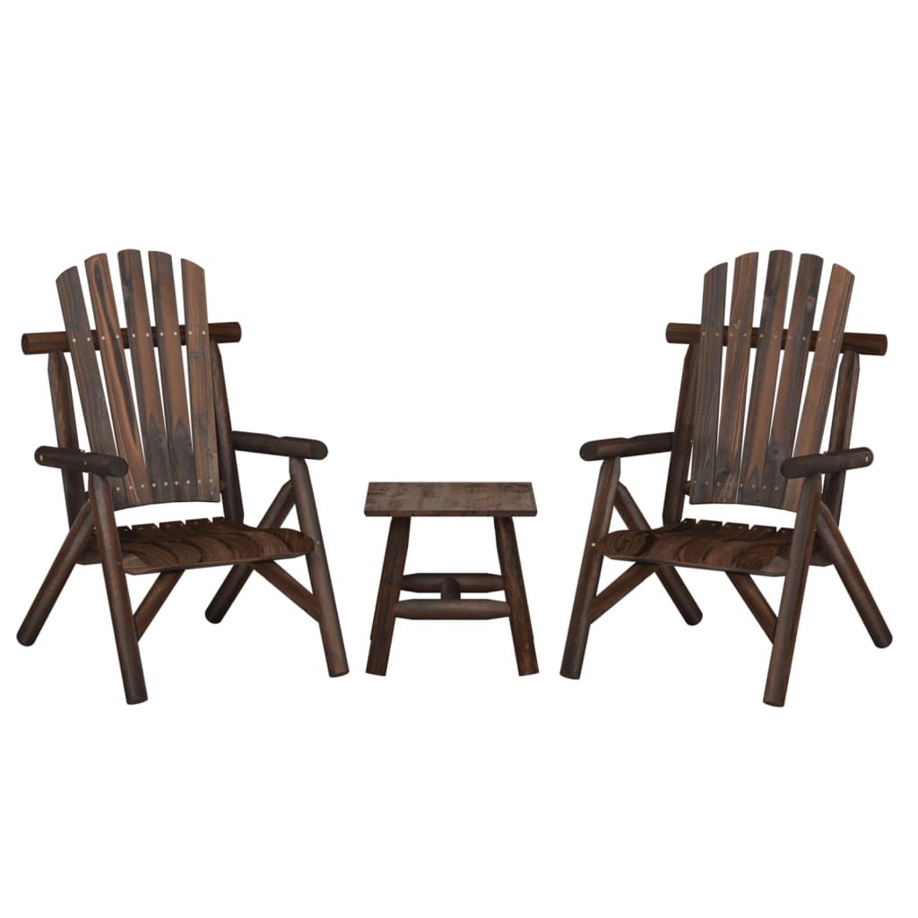 3 Piece Patio Lounge Set Solid Wood Spruce