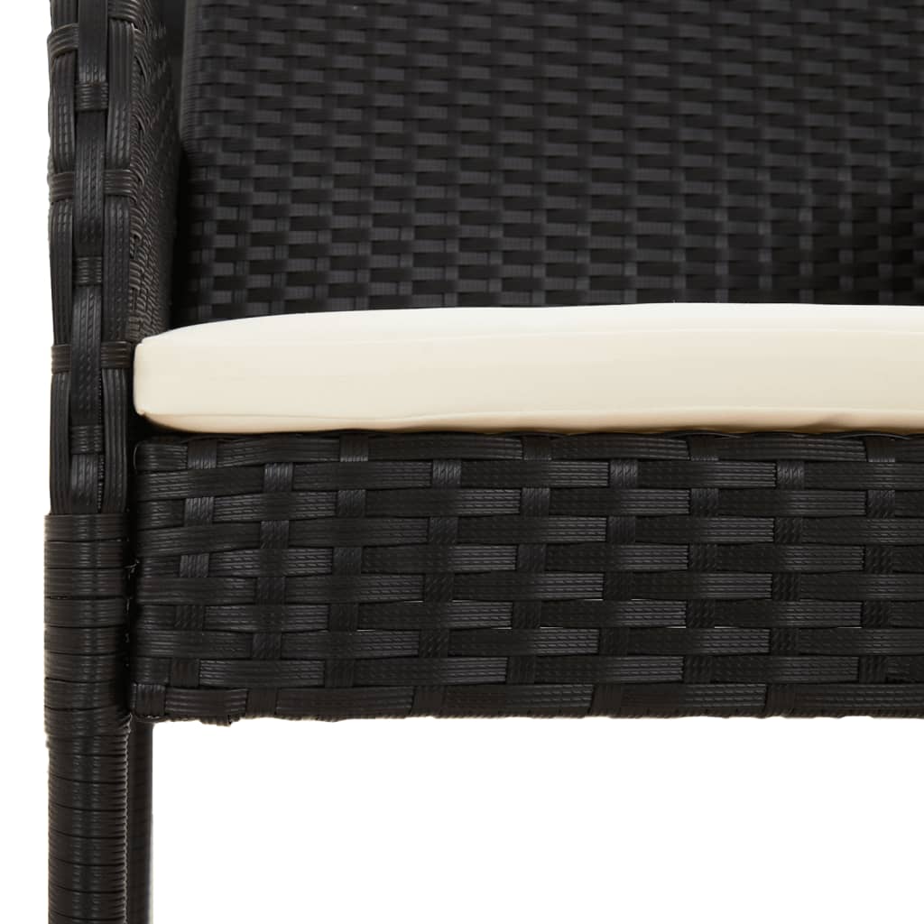 Patio Chairs with Cushions 2 pcs Poly Rattan Black