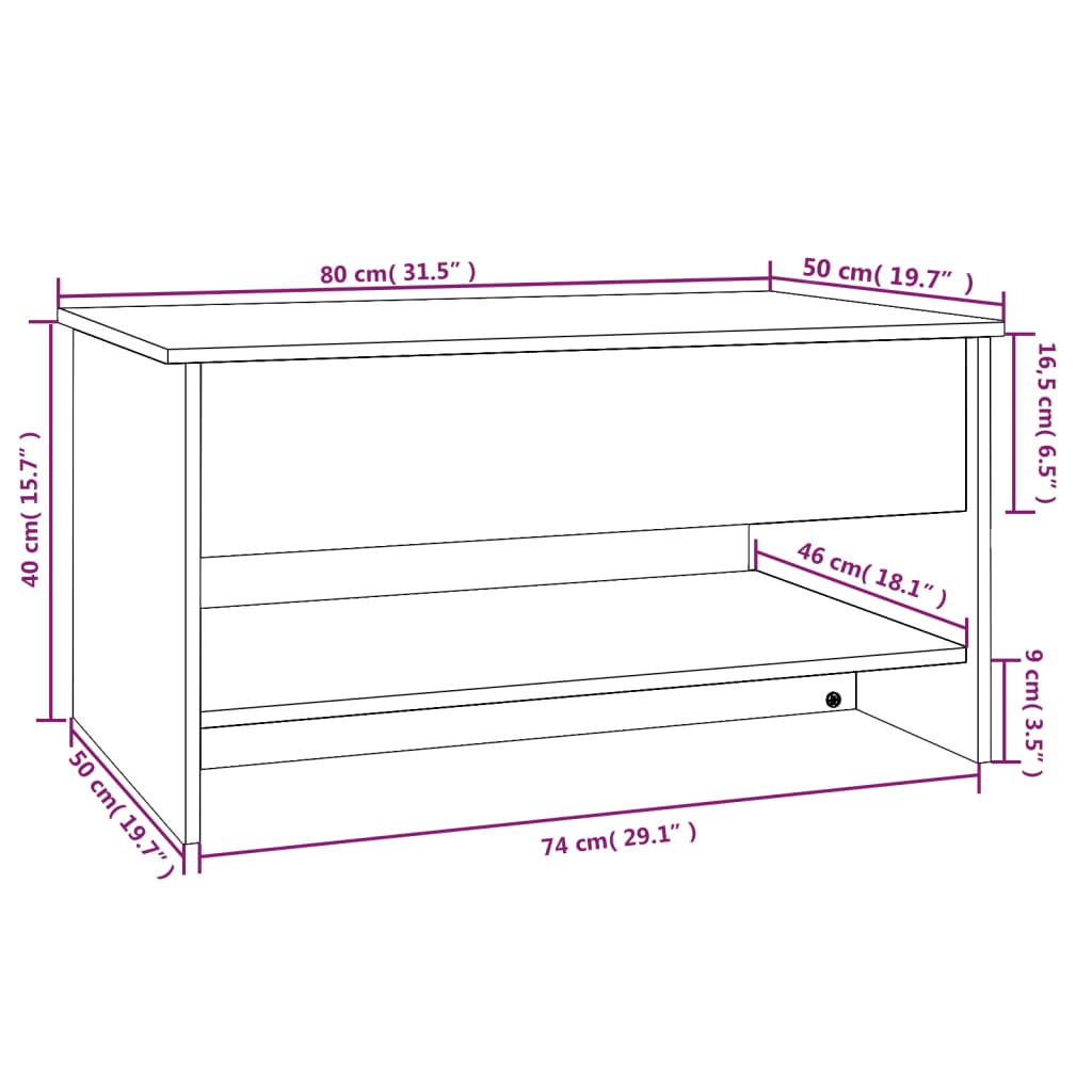 Coffee Table Gray Sonoma 31.5"x19.7"x15.7" Engineered Wood