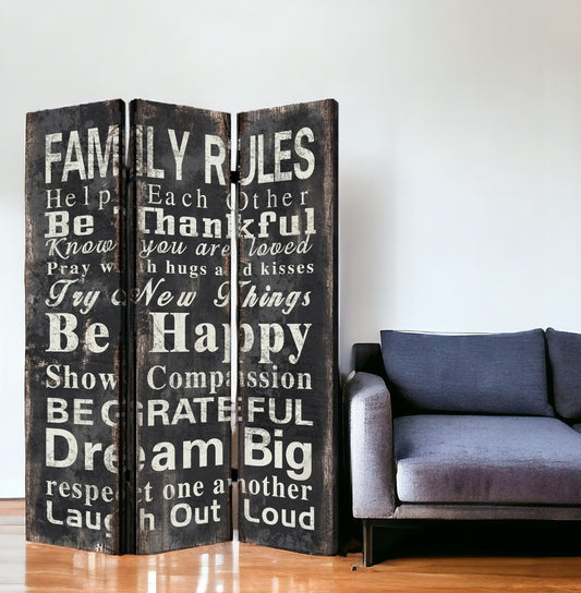 48 X 72 Multi Color Wood Canvas Family Rule  Screen