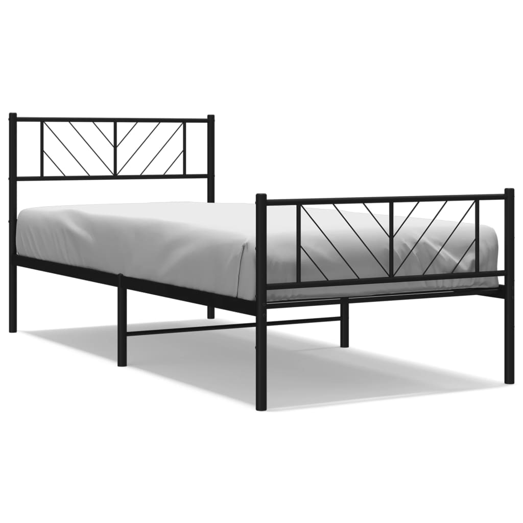 Metal Bed Frame without Mattress with Footboard Black 39.4"x74.8"