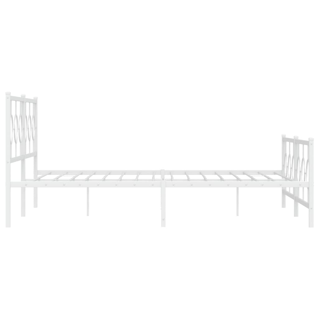 Metal Bed Frame without Mattress with Footboard White 76"x79.9"