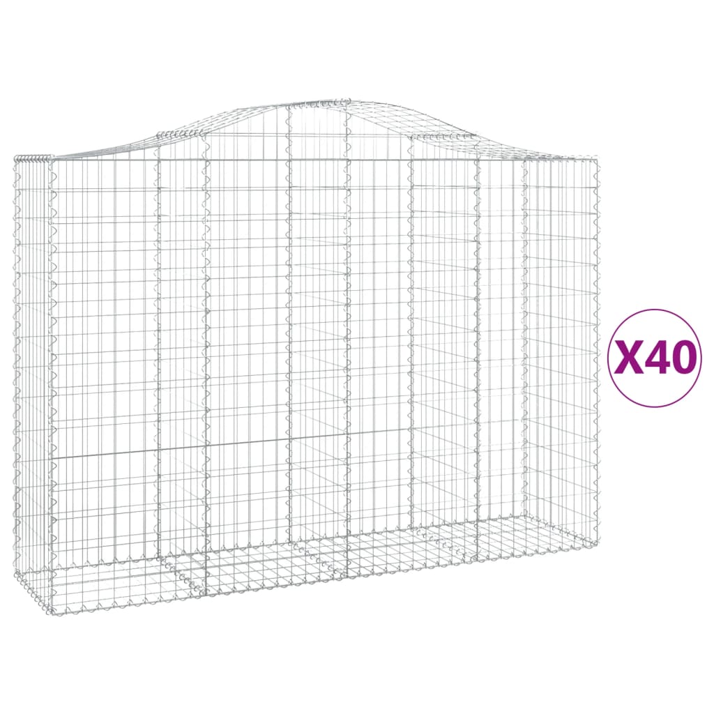 Arched Gabion Baskets 40 pcs 78.7"x19.7"x55.1"/63" Galvanized Iron