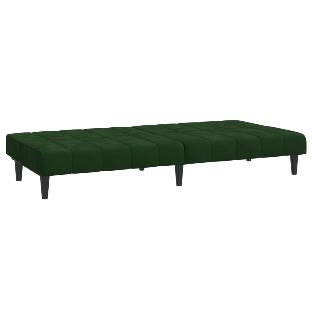 2-Seater Sofa Bed Dark Green Velvet