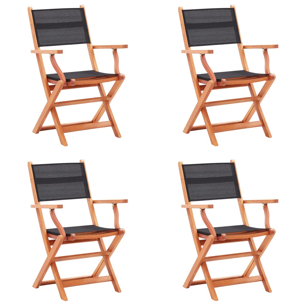 Folding Patio Chairs 2 pcs Solid Eucalyptus Wood&Textilene