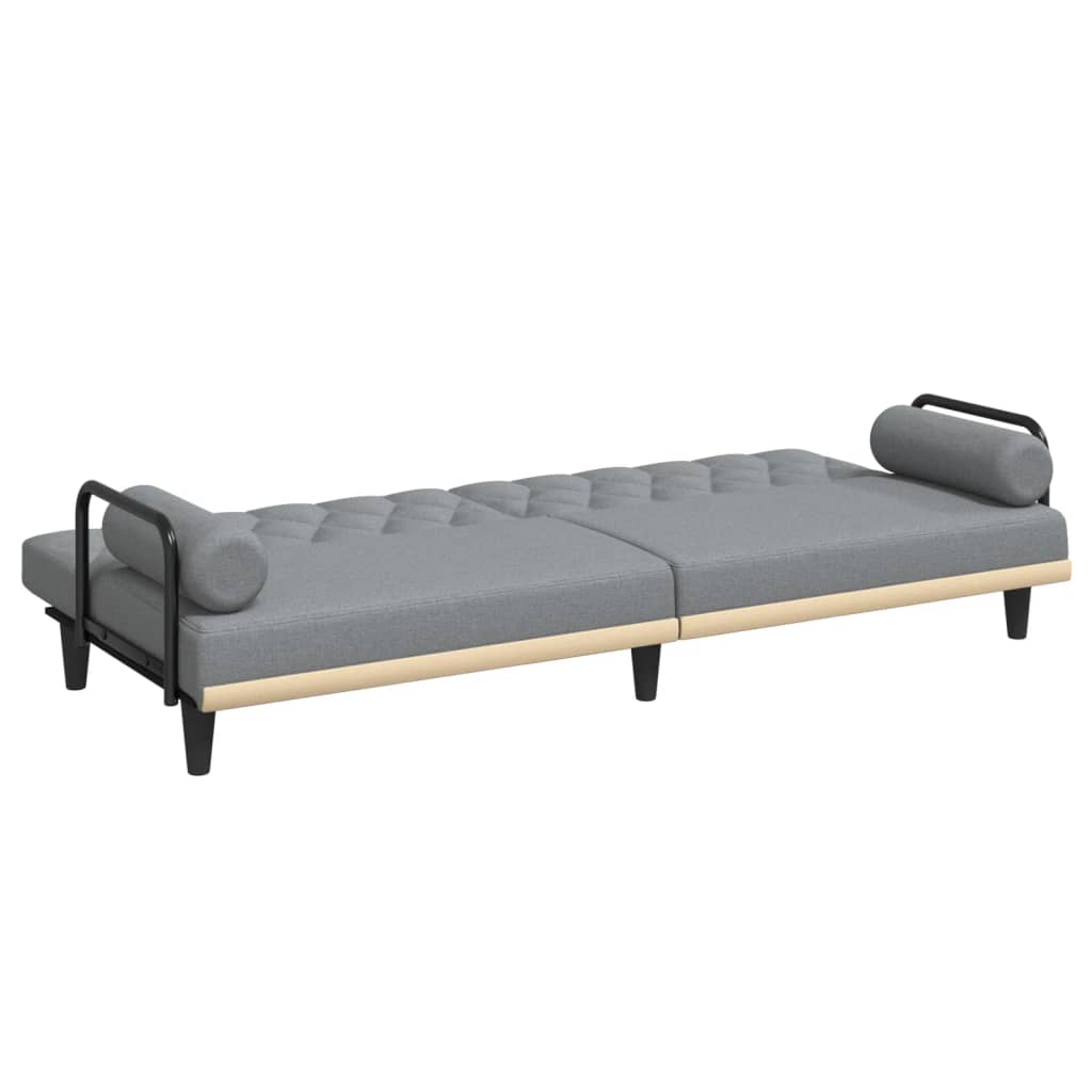 Sofa Bed with Armrests Light Gray Fabric