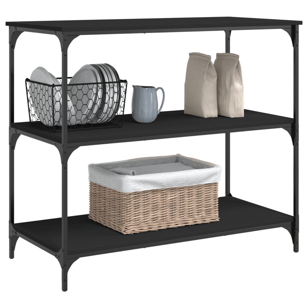 Kitchen Trolley Black 40.2"x19.7"x37.4" Engineered Wood