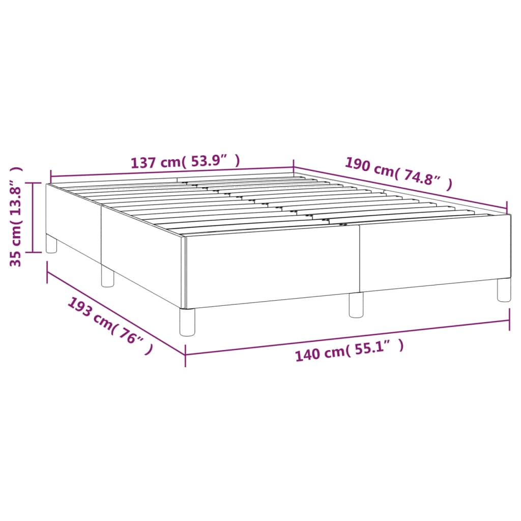 Bed Frame without Mattress Dark Gray 53.9"x74.8" Fabric