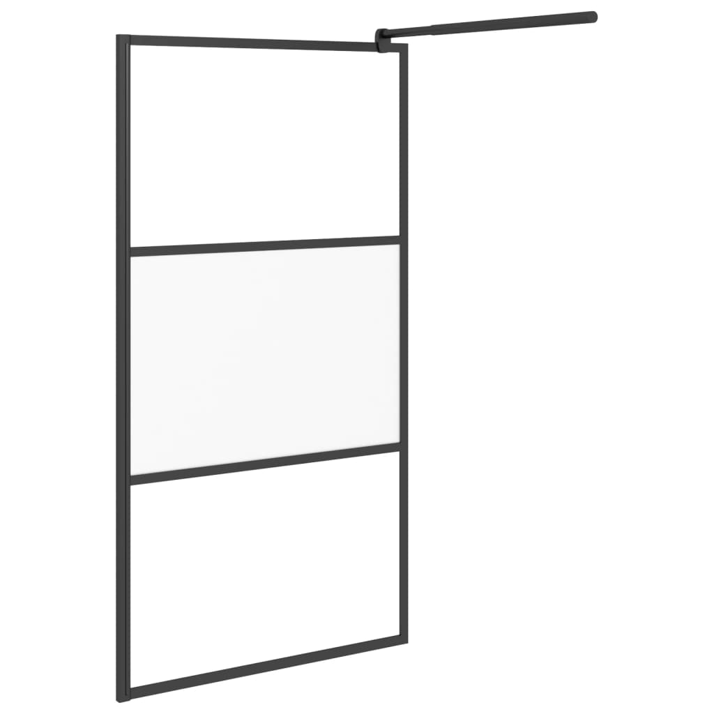 Walk-in Shower Wall 39.4"x76.8" Half Frosted ESG Glass Black