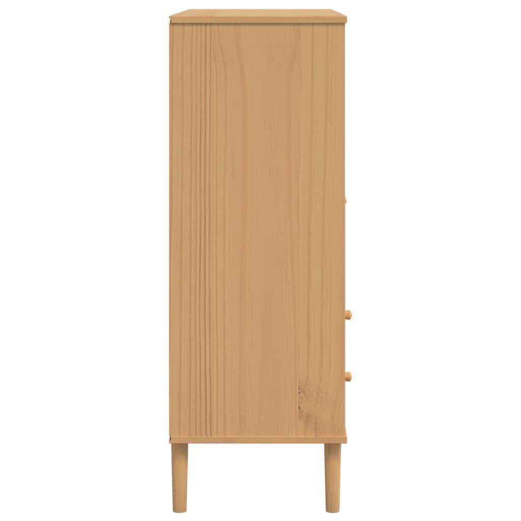 Highboard SENJA Rattan Look Brown 35.4"x15.7"x44.1" Solid Wood Pine