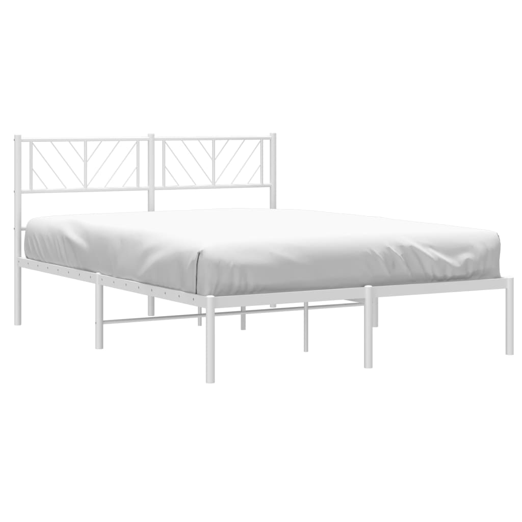 Metal Bed Frame without Mattress with Headboard White 59.1"x78.7"