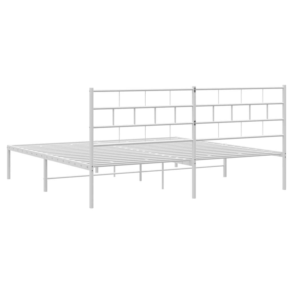 Metal Bed Frame without Mattress with Headboard White 72"x83.9"