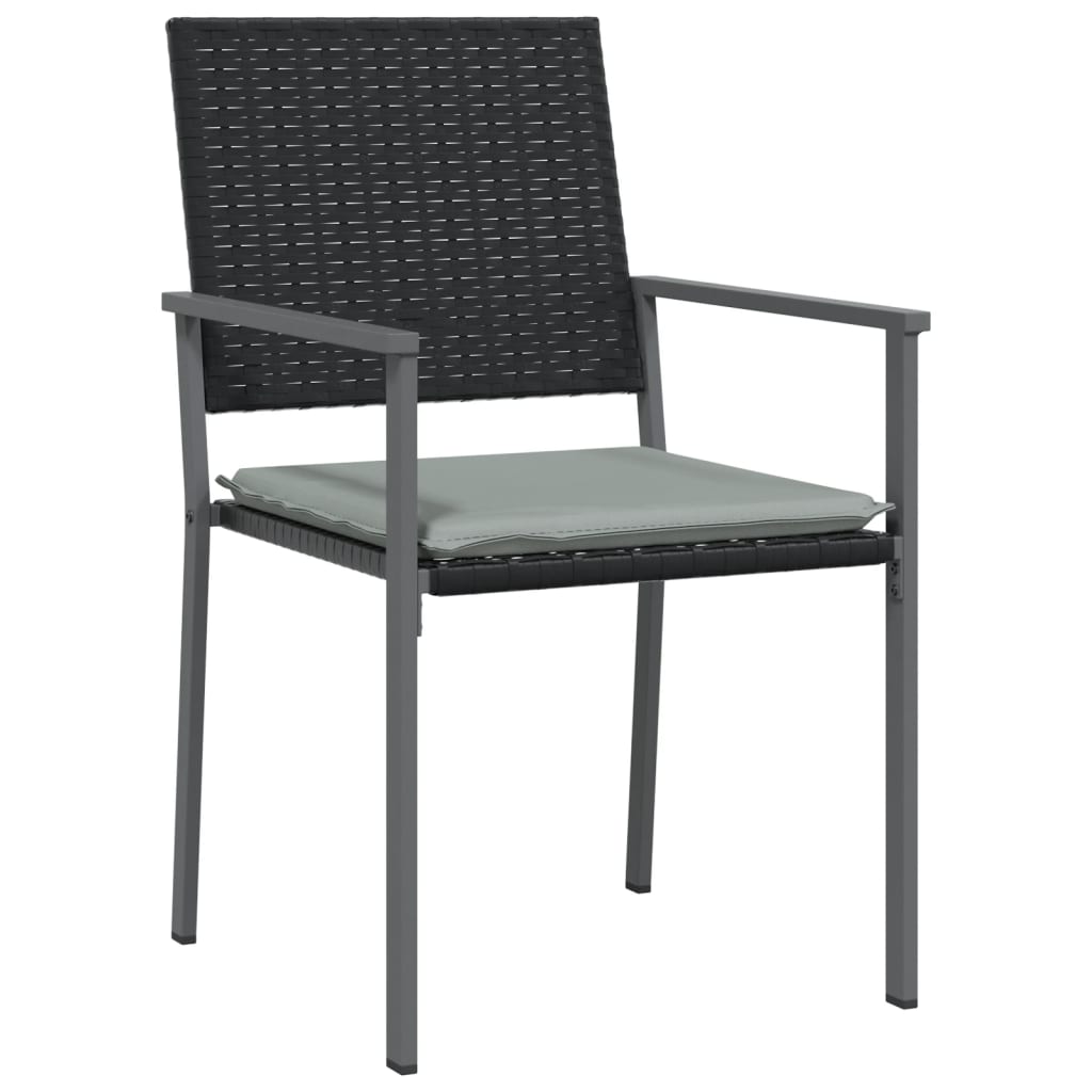 Patio Chairs with Cushions 6 pcs Black 21.3"x24.6"x35" Poly Rattan