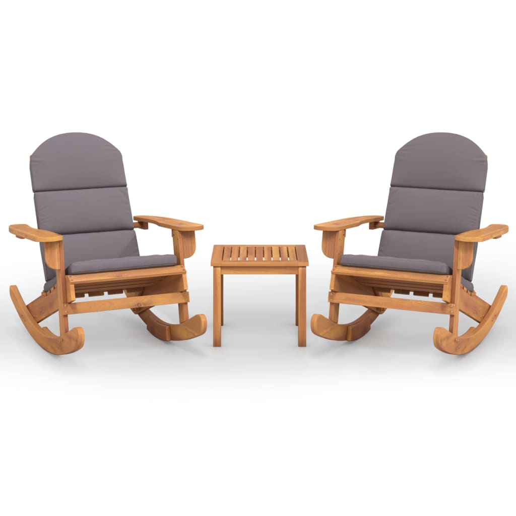 3 Piece Adirondack Patio Lounge Set Solid Wood Acacia