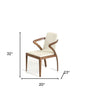 Cream And Brown Upholstered Faux Leather Dining Side Chair