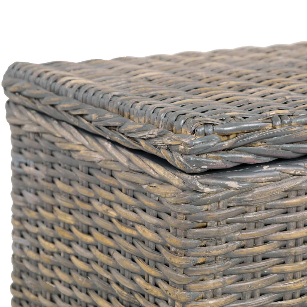 Storage Box 47.2" Gray Kubu Rattan and Solid Mango Wood