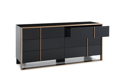 29" Black And Brushed Bronze Dresser