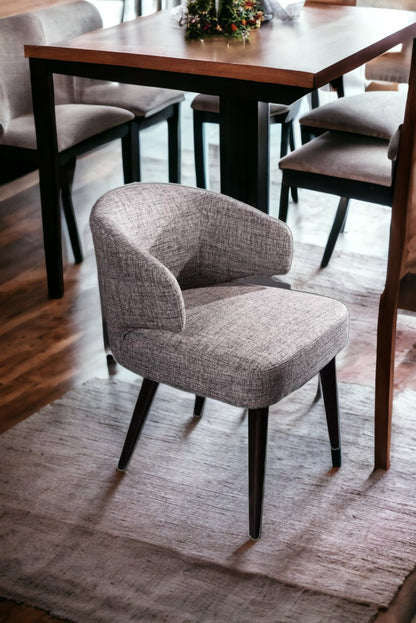 Gray And Black Upholstered Fabric Wing Back Dining Arm Chair