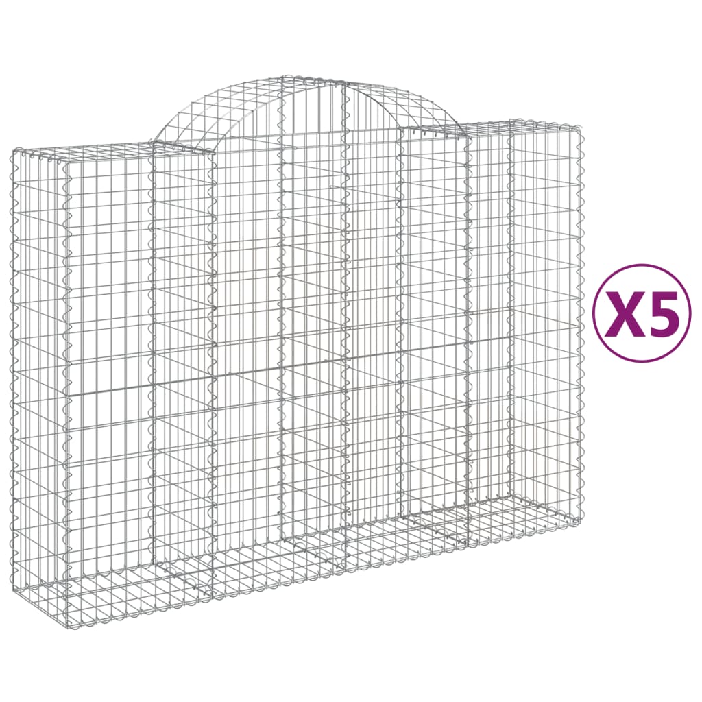 Arched Gabion Baskets 5 pcs 78.7"x19.7"x55.1"/63" Galvanized Iron