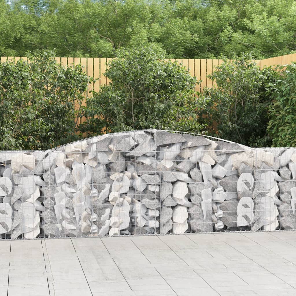 Arched Gabion Baskets 7 pcs 157.5"x11.8"x31.5"/39.4" Galvanized Iron