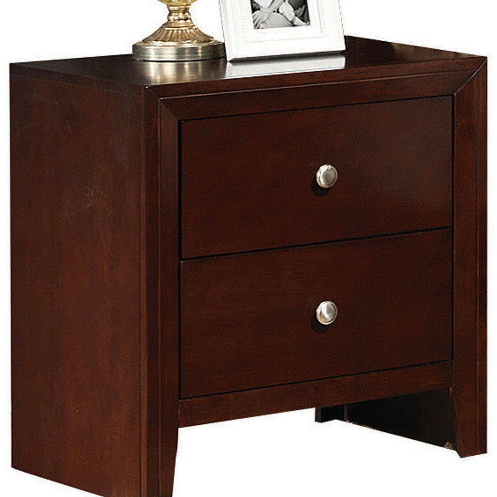 24" Brown Two Drawers Nightstand