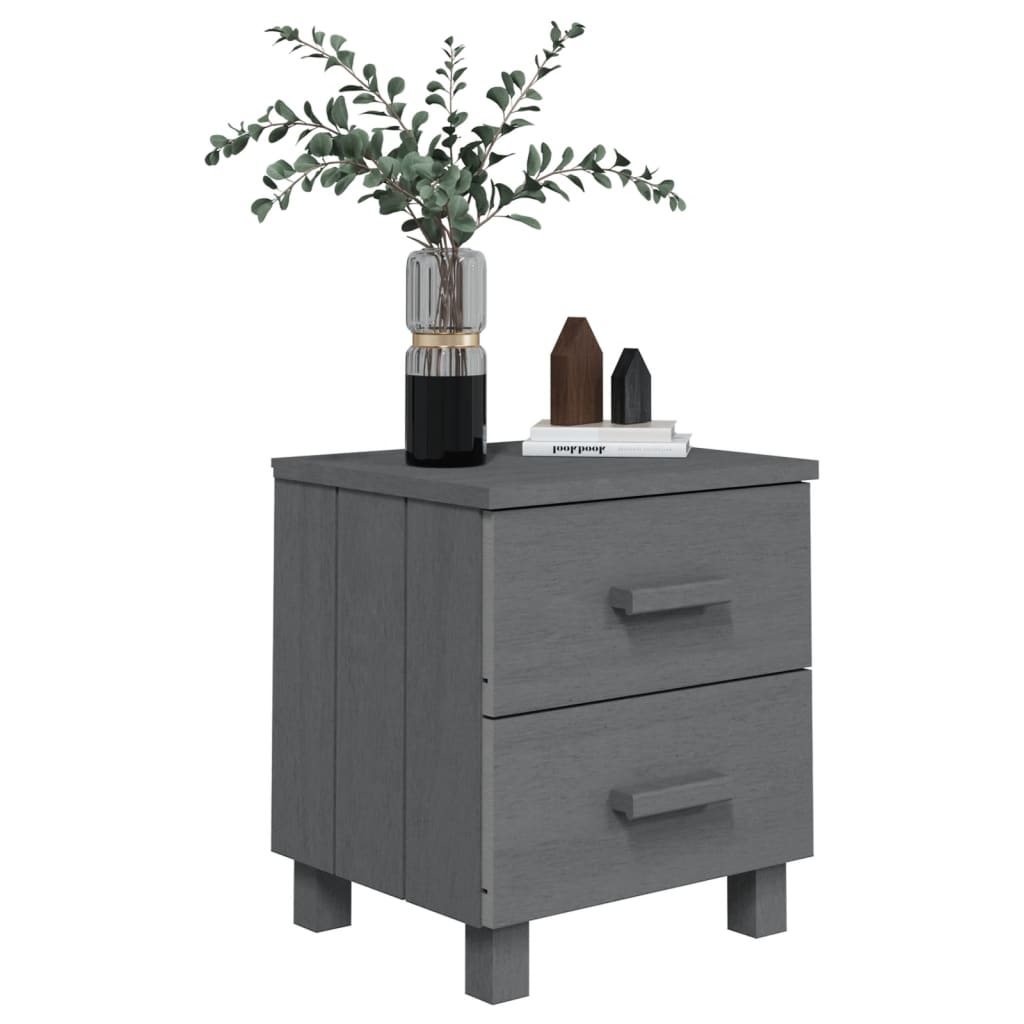 Bedside Cabinets HAMAR 2 pcs Dark Gray 15.7"x13.8"x17.5" Solid Wood