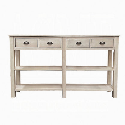 60" Cream Console Table With Shelves And Drawers