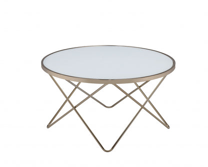 34" X 34" X 18" Frosted Glass Champagne Coffee Table