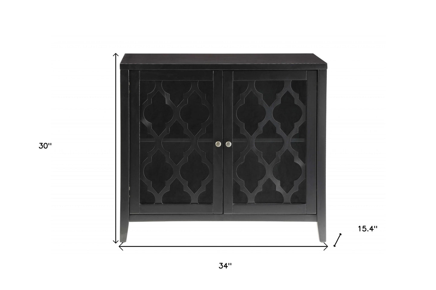 34" X 15.4" X 30" Black Mdf Cabinet