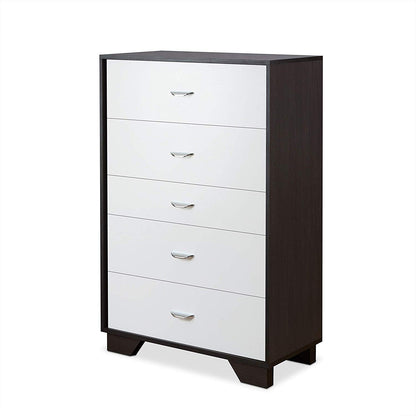 32" Brown and White Five Drawer Standard Chest