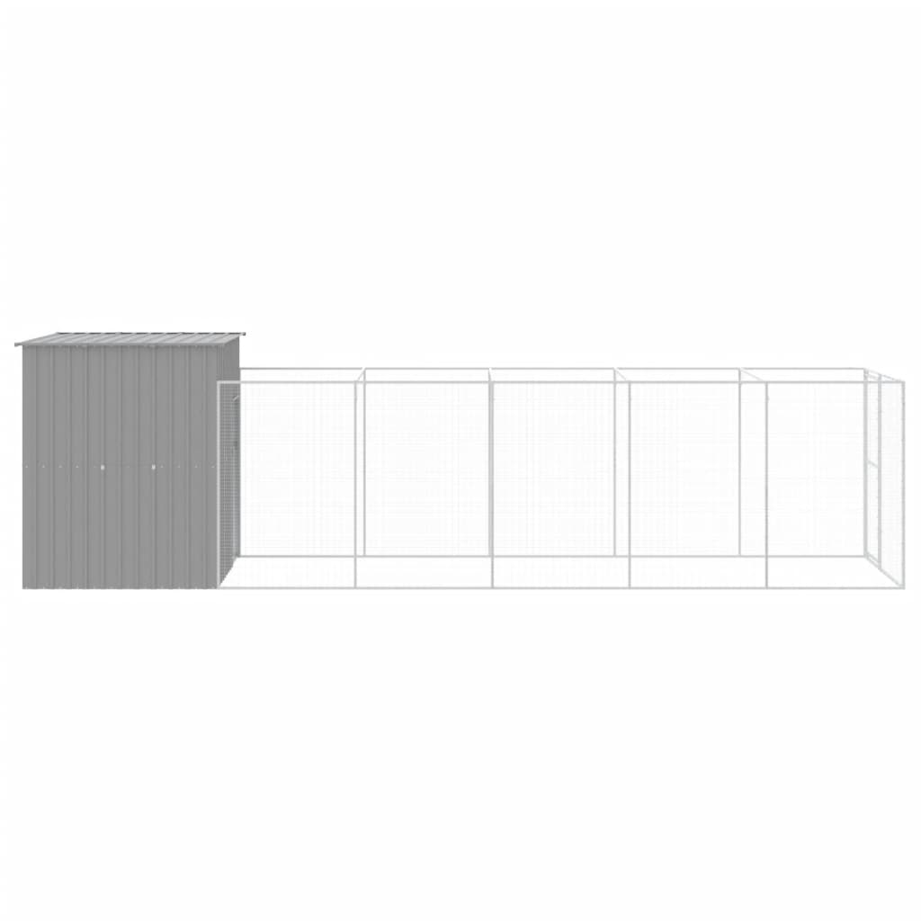 Dog House with Run Light Gray 65"x259.4"x71.3" Galvanized Steel