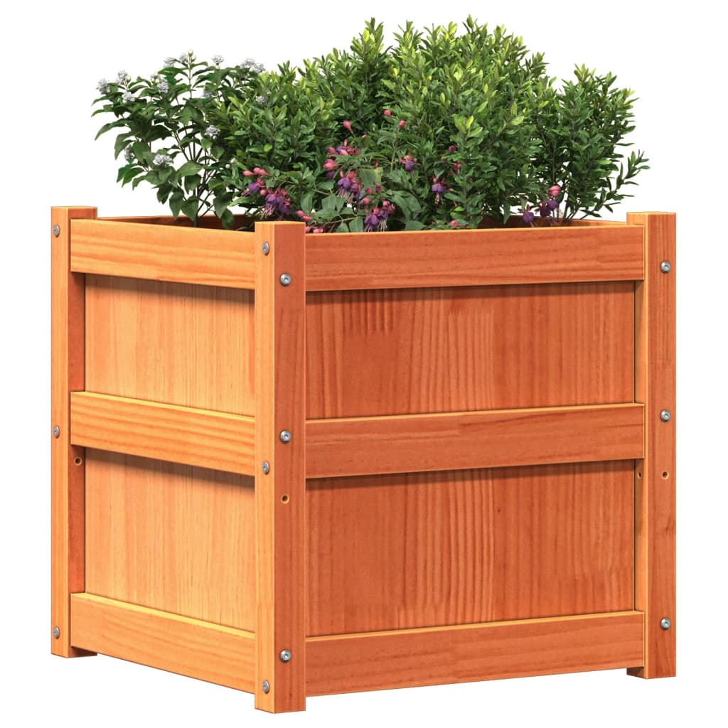 Garden Planters 2 pcs Wax Brown Solid Wood Pine