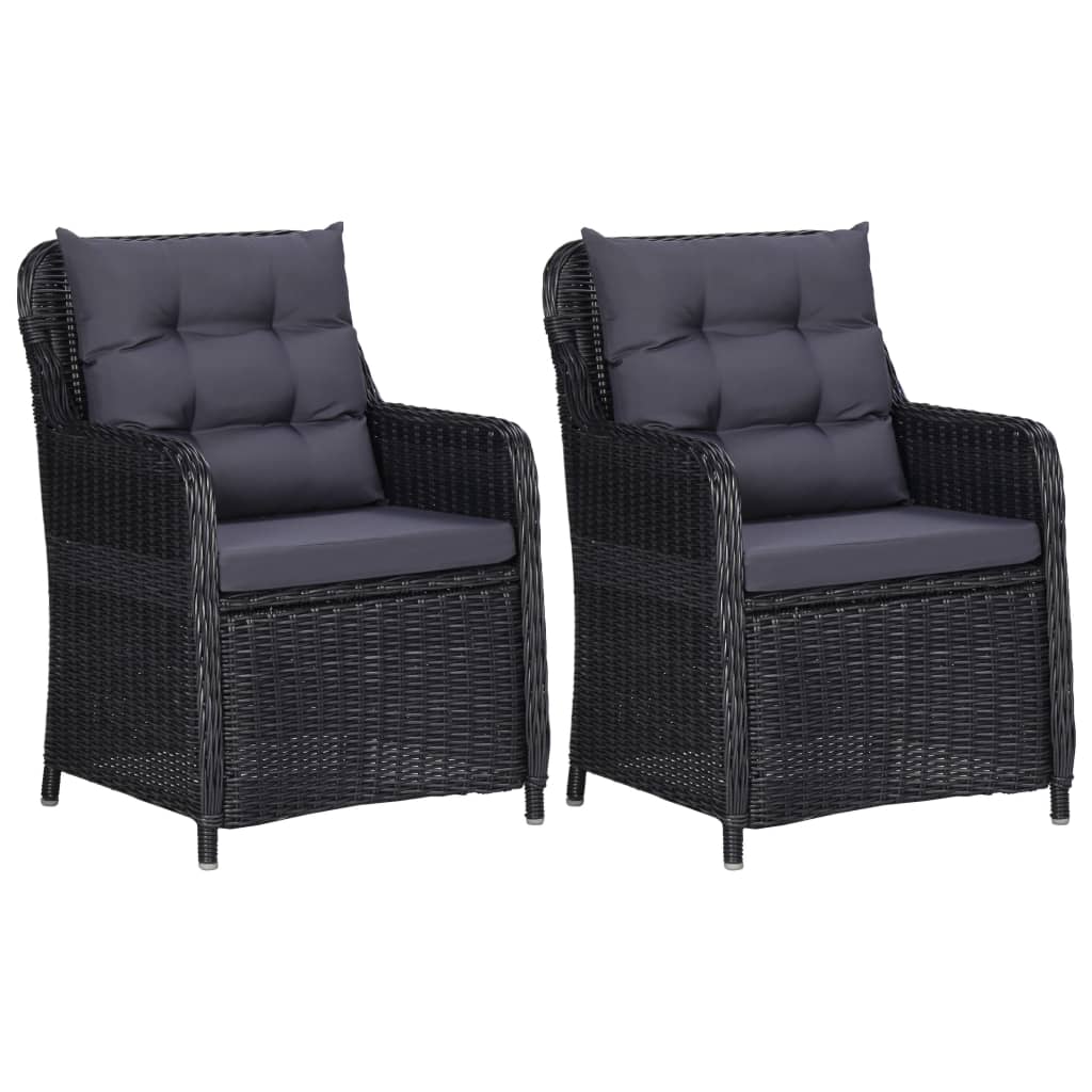 3 Piece Patio Dining Set Black