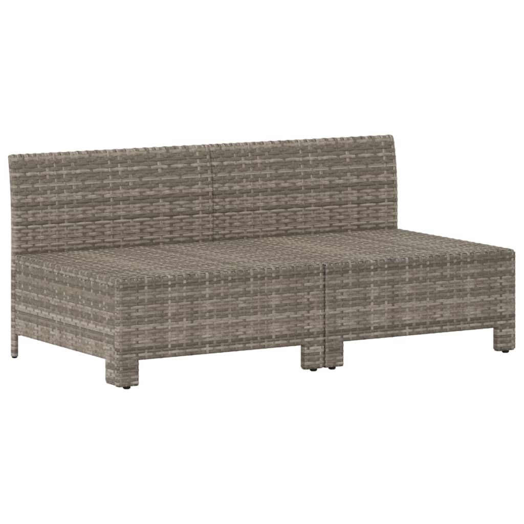 2-Seater Patio Sofa with Cushions Gray Poly Rattan