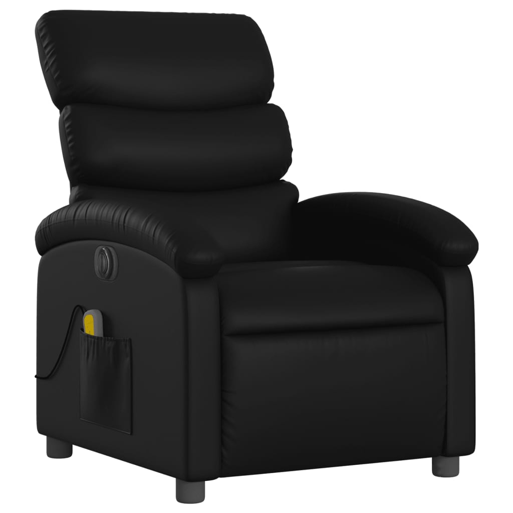 Electric Massage Recliner Chair Black Faux Leather