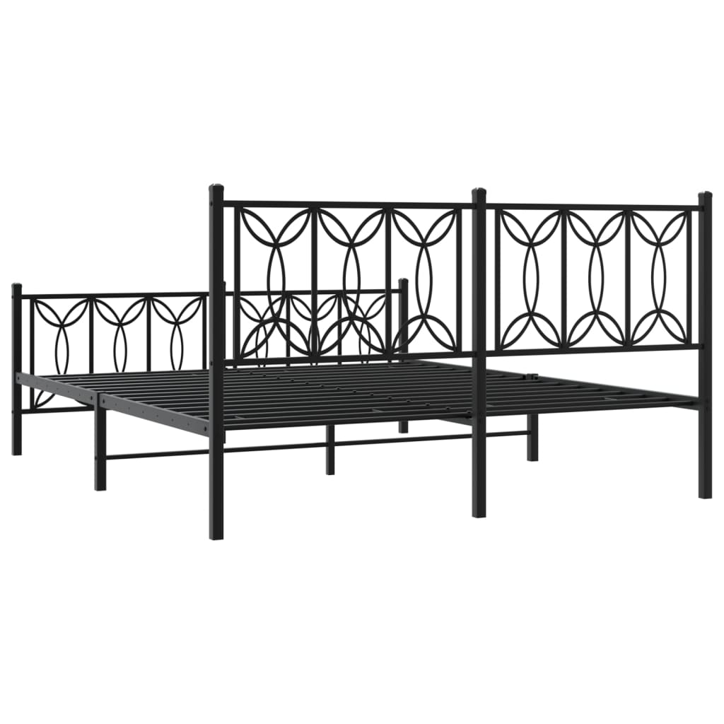 Metal Bed Frame without Mattress with Footboard Black 59.1"x78.7"