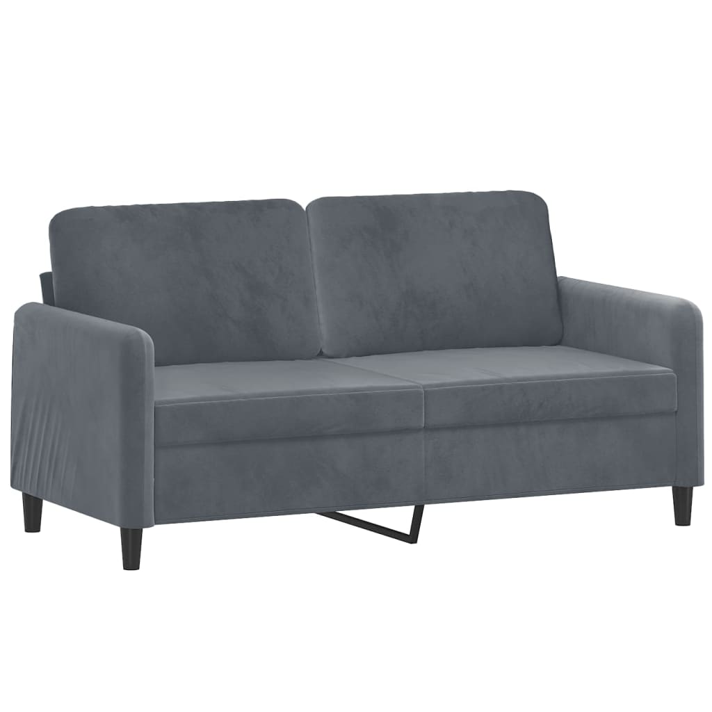 2-Seater Sofa with Throw Pillows Dark Gray 55.1" Velvet