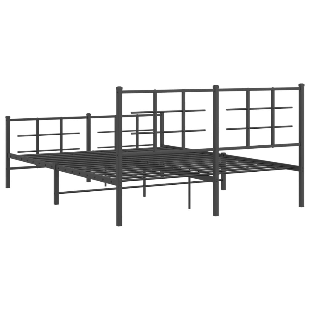 Metal Bed Frame without Mattress with Footboard Black 59.1"x78.7"