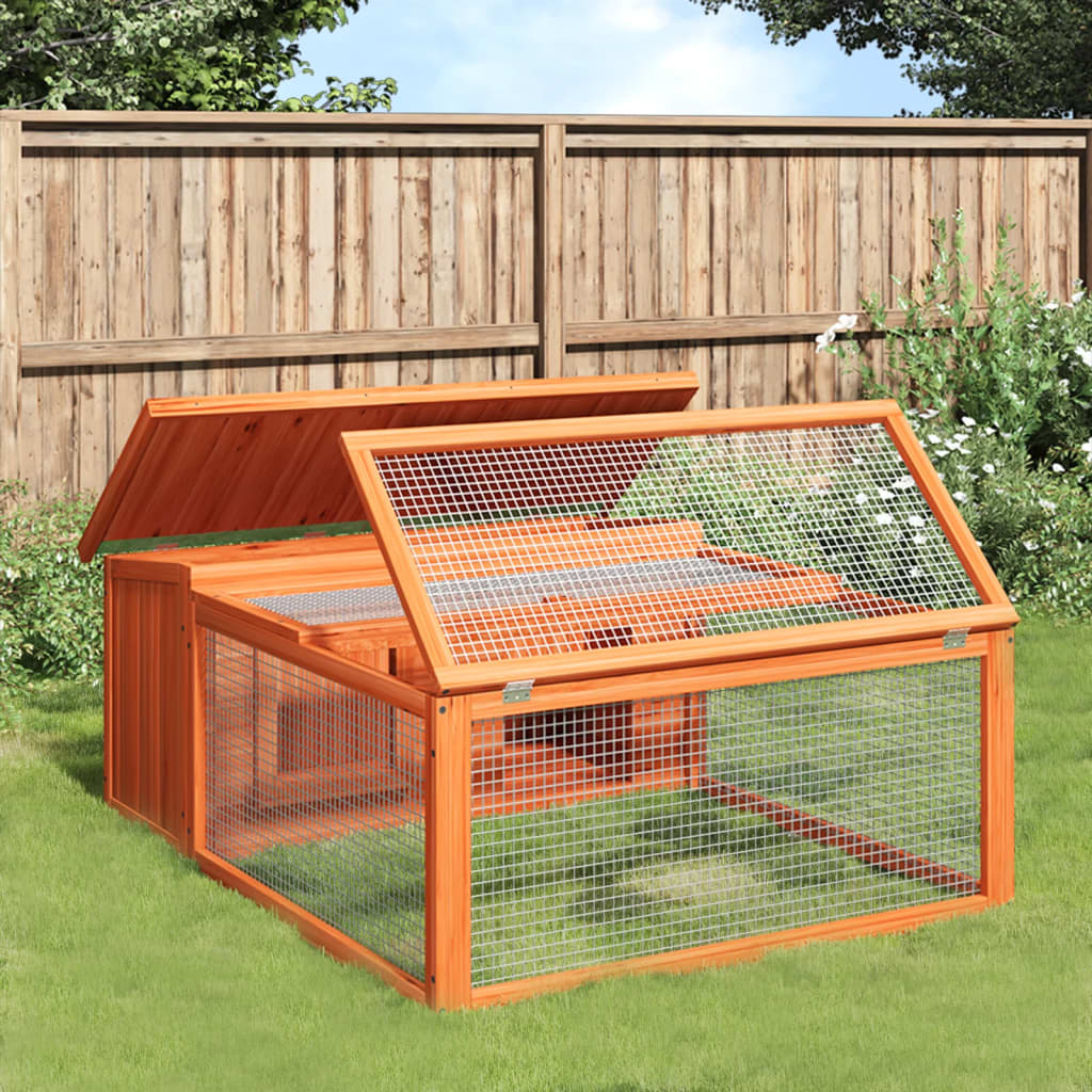 Rabbit Hutch Brown 46.3"x38.2"x18.7" Solid Wood Pine