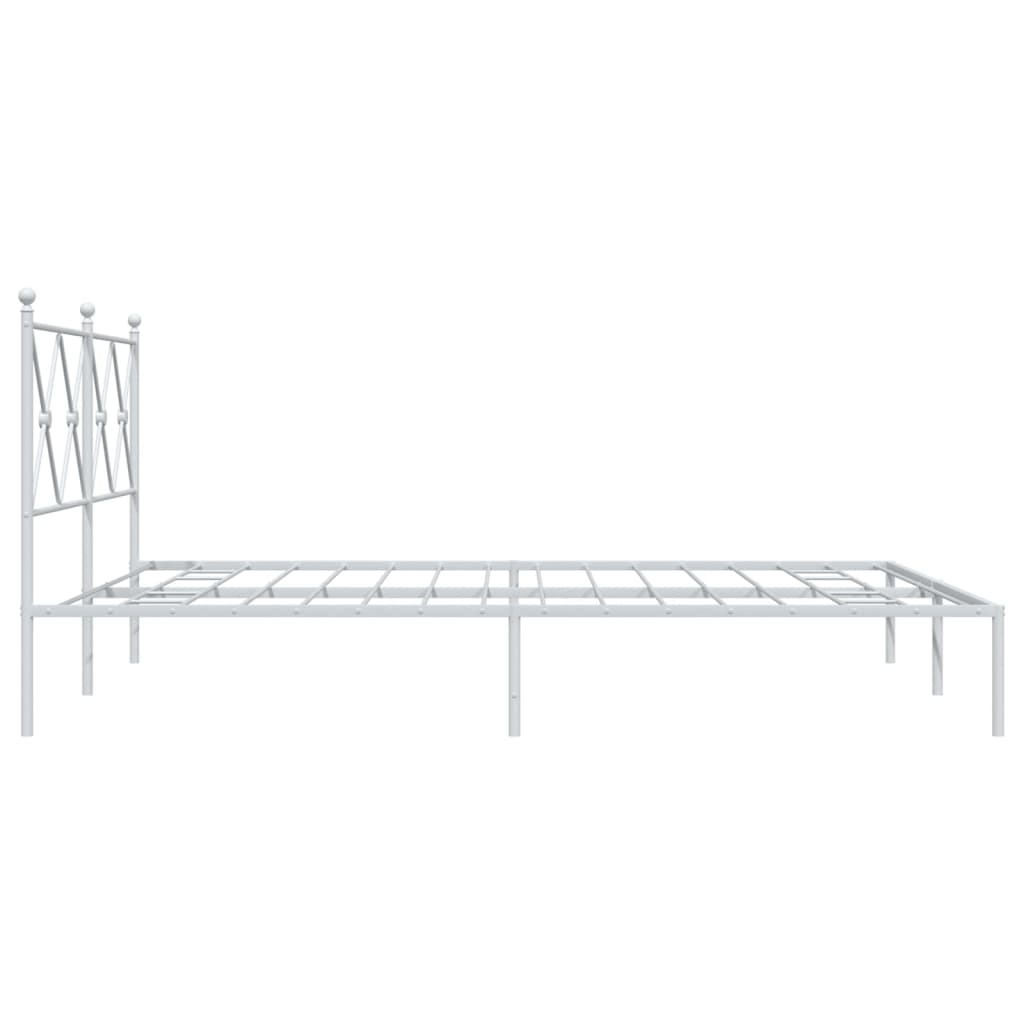 Metal Bed Frame without Mattress with Headboard White 59.1"x78.7"