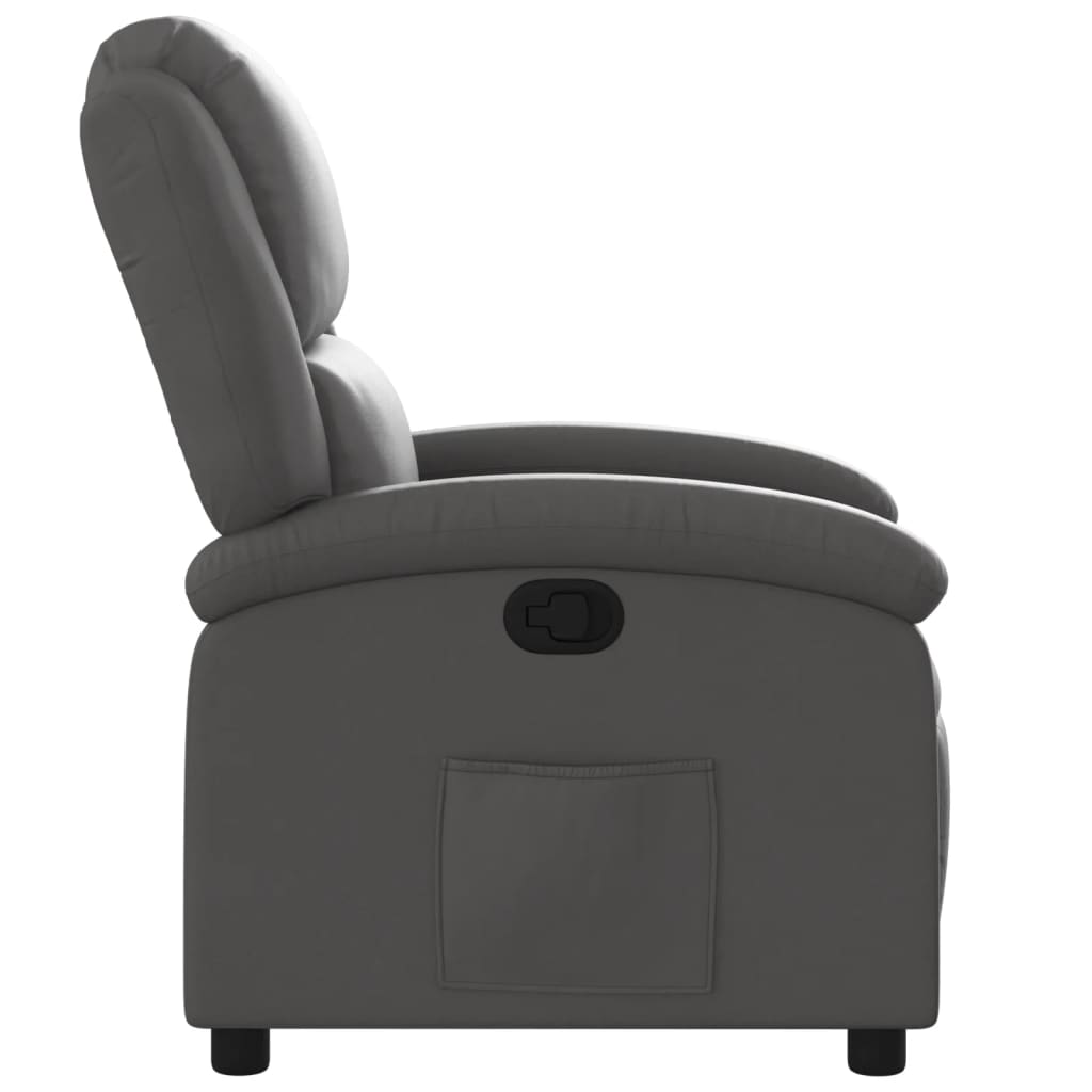 Recliner Chair Gray Real Leather