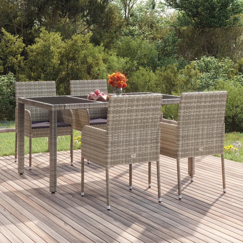 Patio Chairs with Cushions 4 pcs Poly Rattan Gray