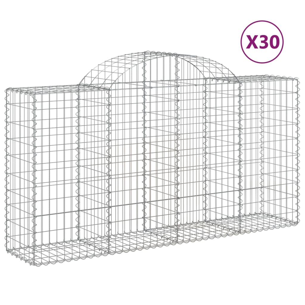 Arched Gabion Baskets 30 pcs 78.7"x19.7"x39.4"/47.2" Galvanized Iron