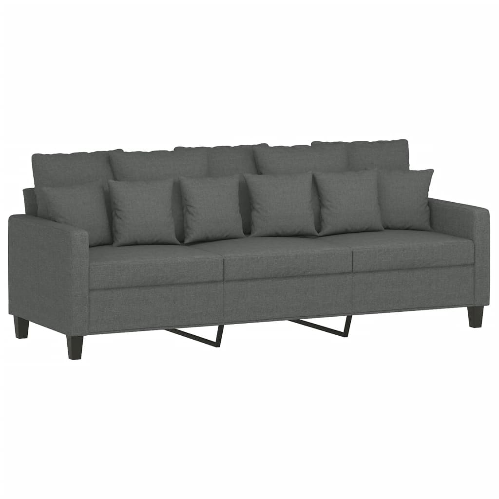 3 Piece Sofa Set with Cushions Dark Gray Fabric