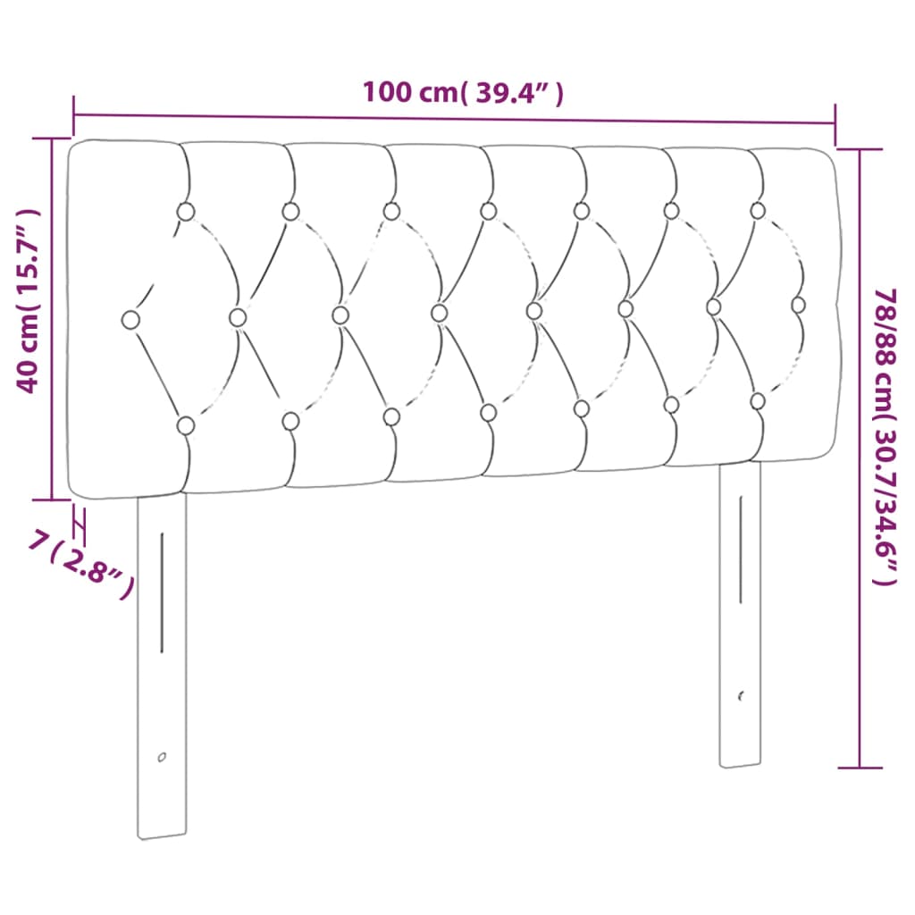 LED Headboard Light Gray 39.4"x2.8"x30.7"/34.6" Velvet