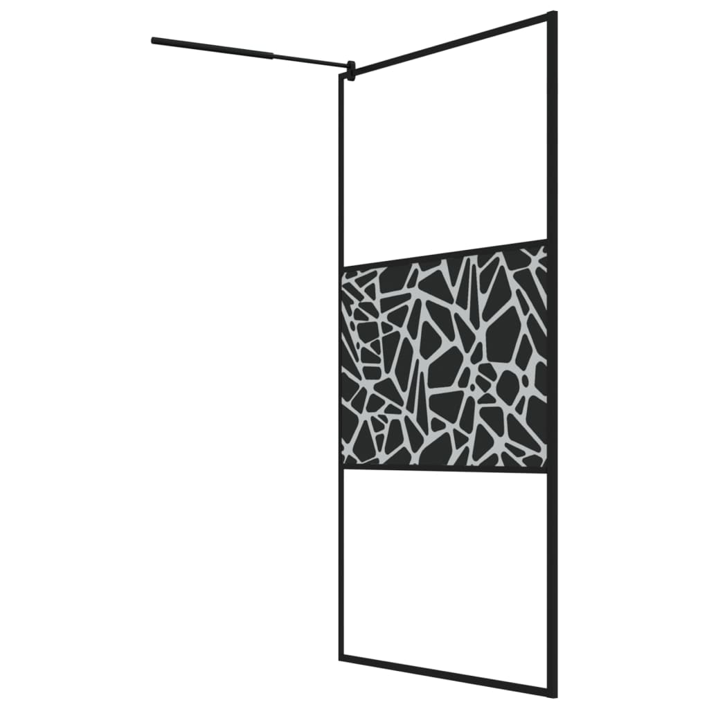 Walk-in Shower Wall with Shelf Black 45.3"x76.8" ESG Glass&Aluminum