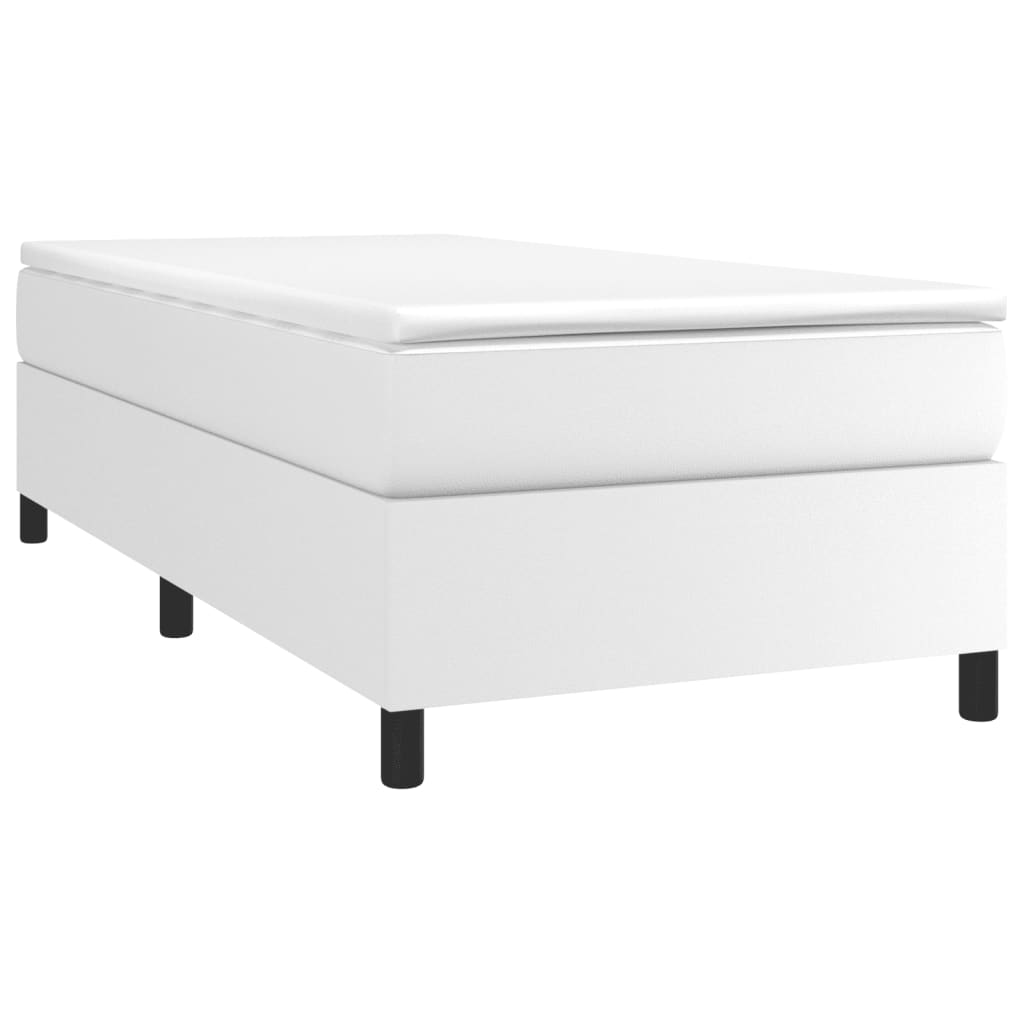 Bed Frame without Mattress White Twin Faux Leather (US Only)